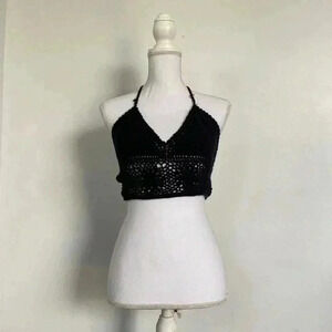 Black crochet halter top.